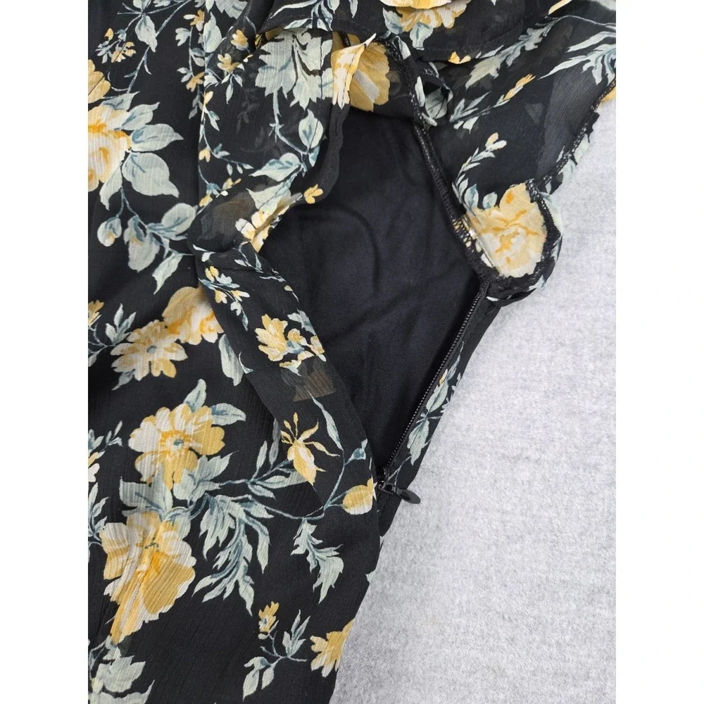 Abercrombie & Fitch M Black Floral High-Low Flare Maxi Dress Boho Whimsigoth Y2K
